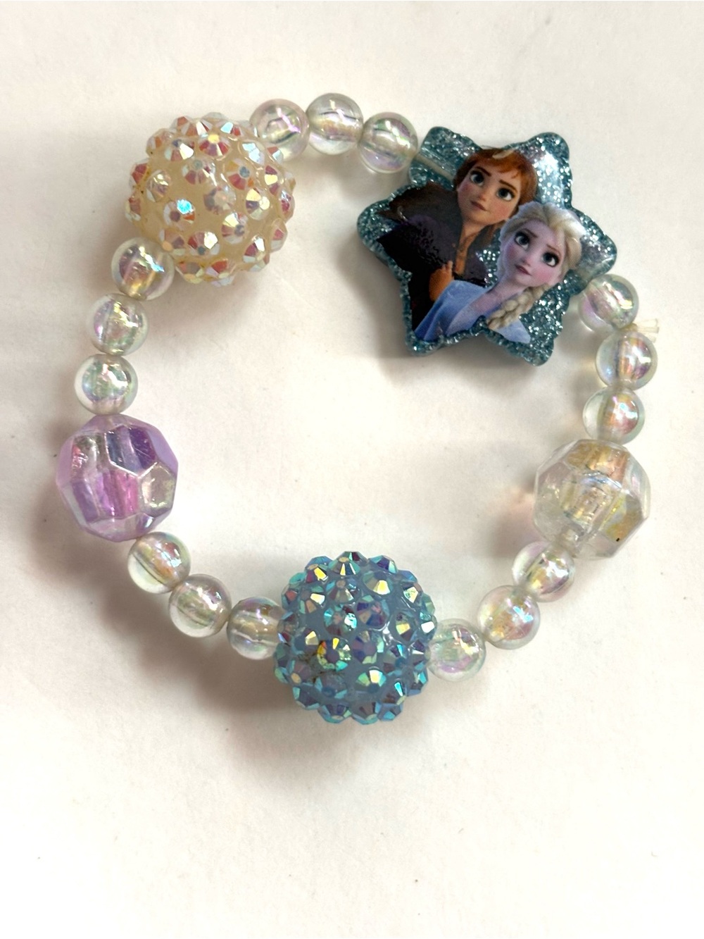 Frozen Anna & Elsa Sparkle Bead Bracelet - Blue & Iridescent